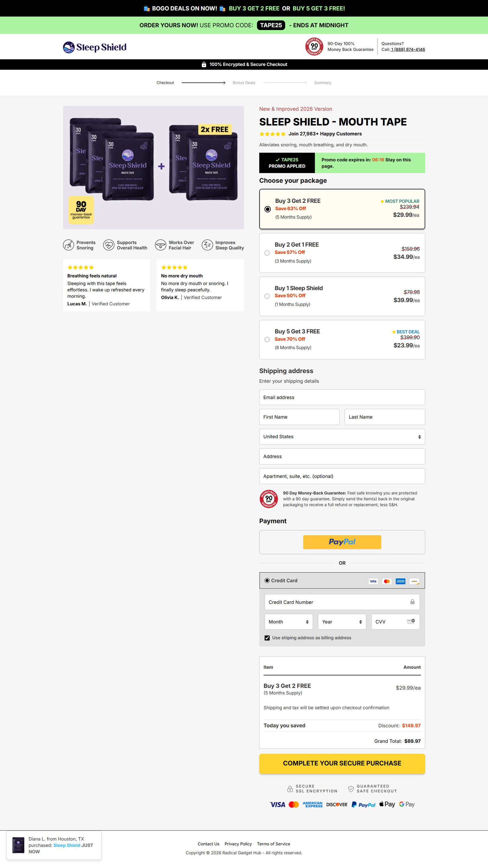 Sleep Shield mouth tape supports nasal breathing to help reduce snoring and dry mouth, with residue-free adhesive and a 90-day guarantee. Check today’s offer.